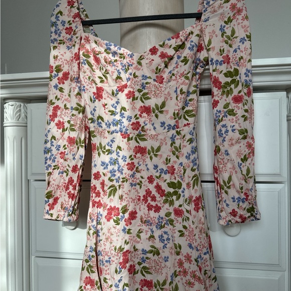 Reformation Pink Floral Square-Neck Mini Dress - Picture 11 of 11